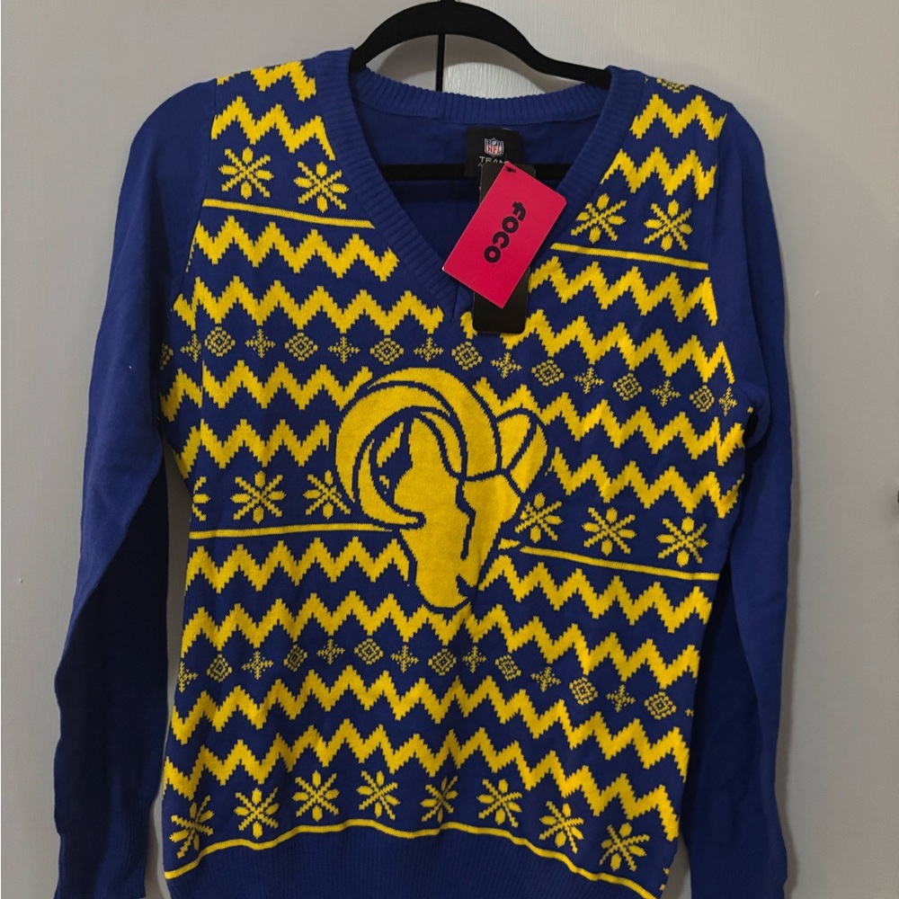 Los Angeles RAMS Blue and Yellow V-Neck Sweater